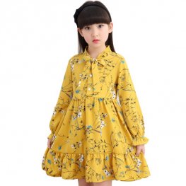 Girl Summer Dress Long Sleeve Children Clothes Floral Dresses