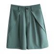 Women Solid Color Summer Drape Loose High Waist Suit Shorts