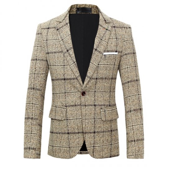 Chaqueta Blazer Chaqueta de traje a cuadros Abrigo para hombre Slim Fit Vestido Tops Ropa