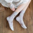 1 Pcs New Style Femmes Petites Chaussettes À Tube Milieu Floral - Blanc