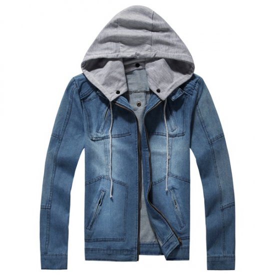 Vêtements d\'hiver pour hommes Veste en jean à capuche pour hommes à l\'extérieur