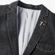 Cotton Men Denim Suit Jacket Single Breasted Pockets